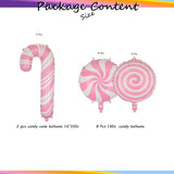 Sweet Candy Balloon Christmas Pink Lollipop Candy Cane Balloons 10 Pcs Set