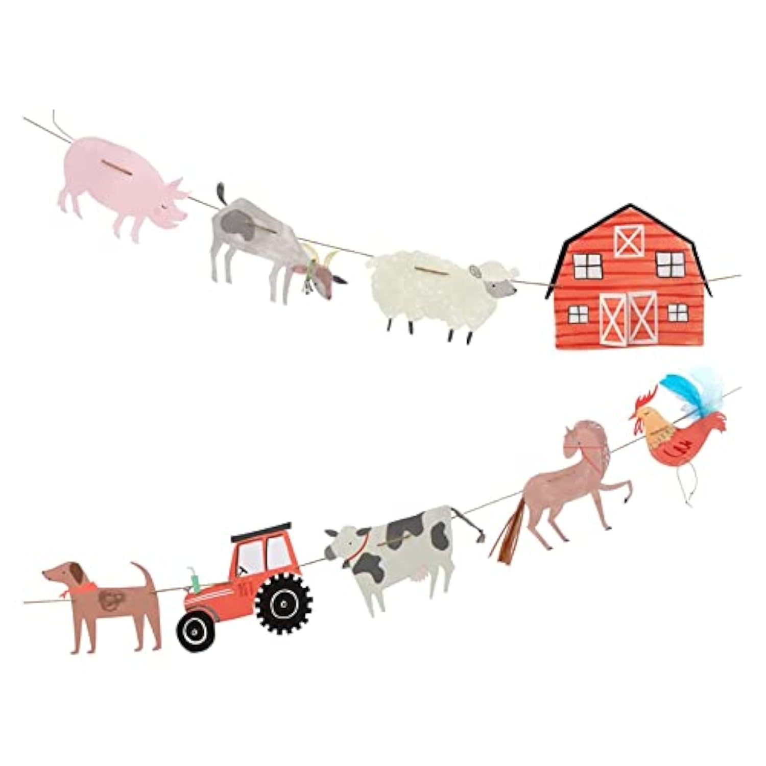 Meri Meri On The Farm Party Banner (Pack of 1), 10' Party Garland Including Excess Cord