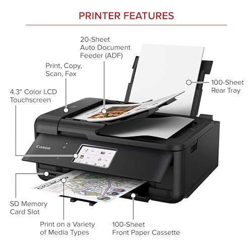Pixma Tr8620A - All-In-One Printer Home Office|Copier|Scanner|Fax|Auto Document Feeder | Photo, Document | Airprint , Android, Black, Works With Alexa