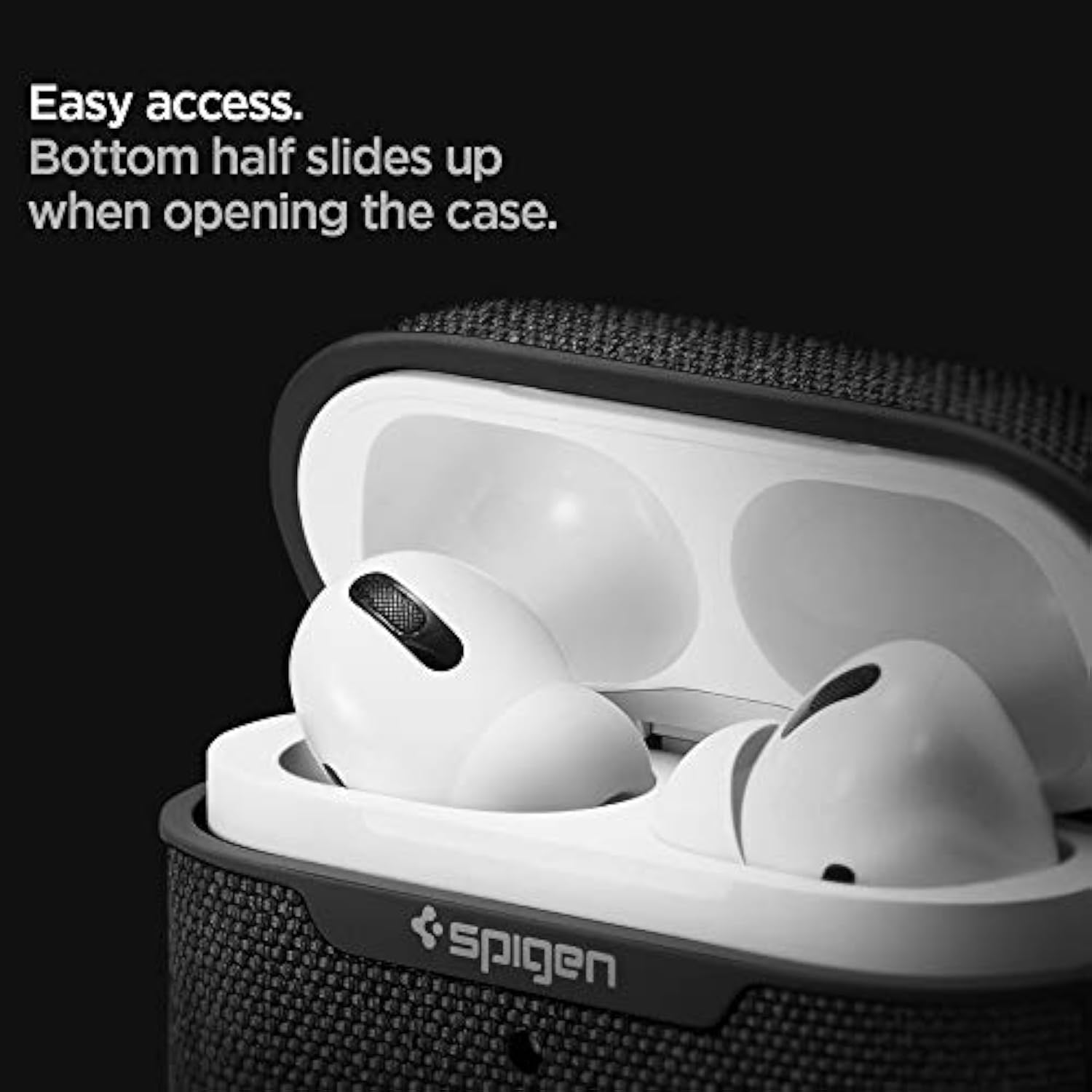 Spigen Urban Fit Designed for AirPods Pro Case (2019) Premium Fabric Cover with Carabiner - Black