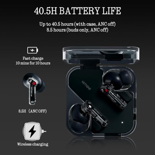 Ear Wireless Earbuds Bluetooth, 45dB Hybrid Smart ANC Earbuds, 11mm Deep Bass Boost, Hi-Res Audio with LDAC & LHDC 5.0, 6 Mics Call, 40.5H Playtime