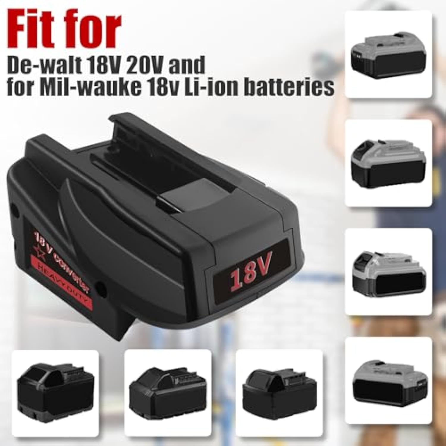 M18 To V18 Adapter For Milwaukee 18V V18 Ni-Cd Tool,For Dewalt 20V 60V Max Xr And For Milwaukee 18V M18 Lithium Battery Convert To Work For Milwaukee V18 Ni-Cd Cordles Power Tools Converter