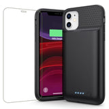 Battery Case For Iphone 11/Xr (6.1Inch),Upgraded 7500Mah Slim Portable Charger Case Cover,External Battery Pack Charging Case With Tempered-Glass Screen Protector For Iphone 11/Iphone Xr (Black)
