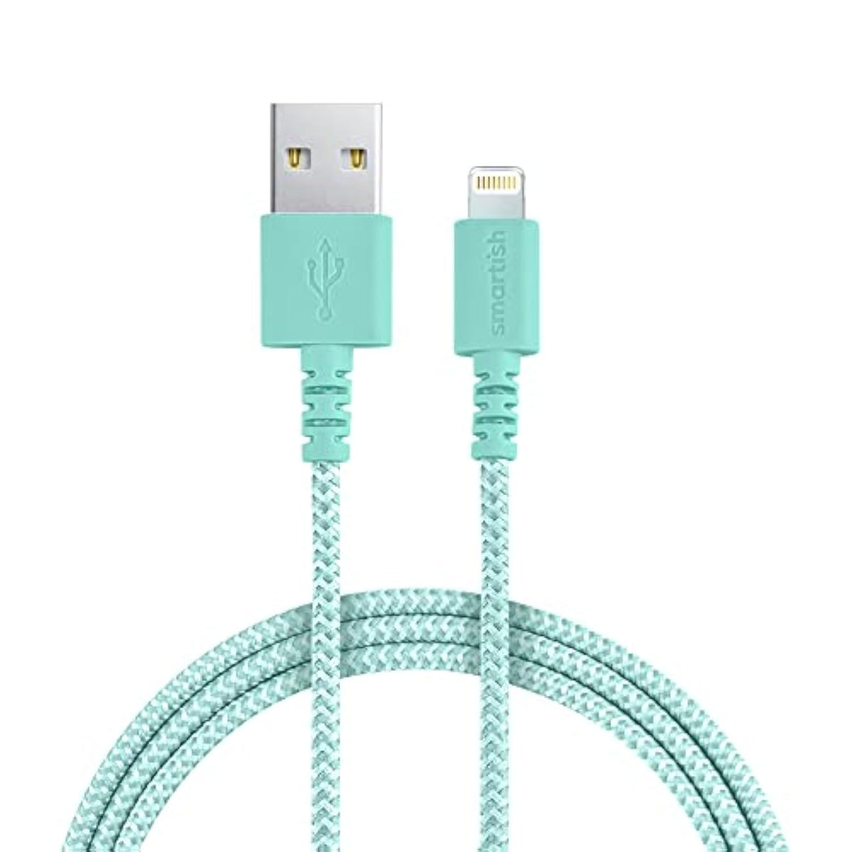 Lightning Fast Charging Cable - Crown Joule [Durable Nylon Fabric Cord] Mfi Certified For Ipad, Airpods, Iphone - Teal Me More - 6Ft