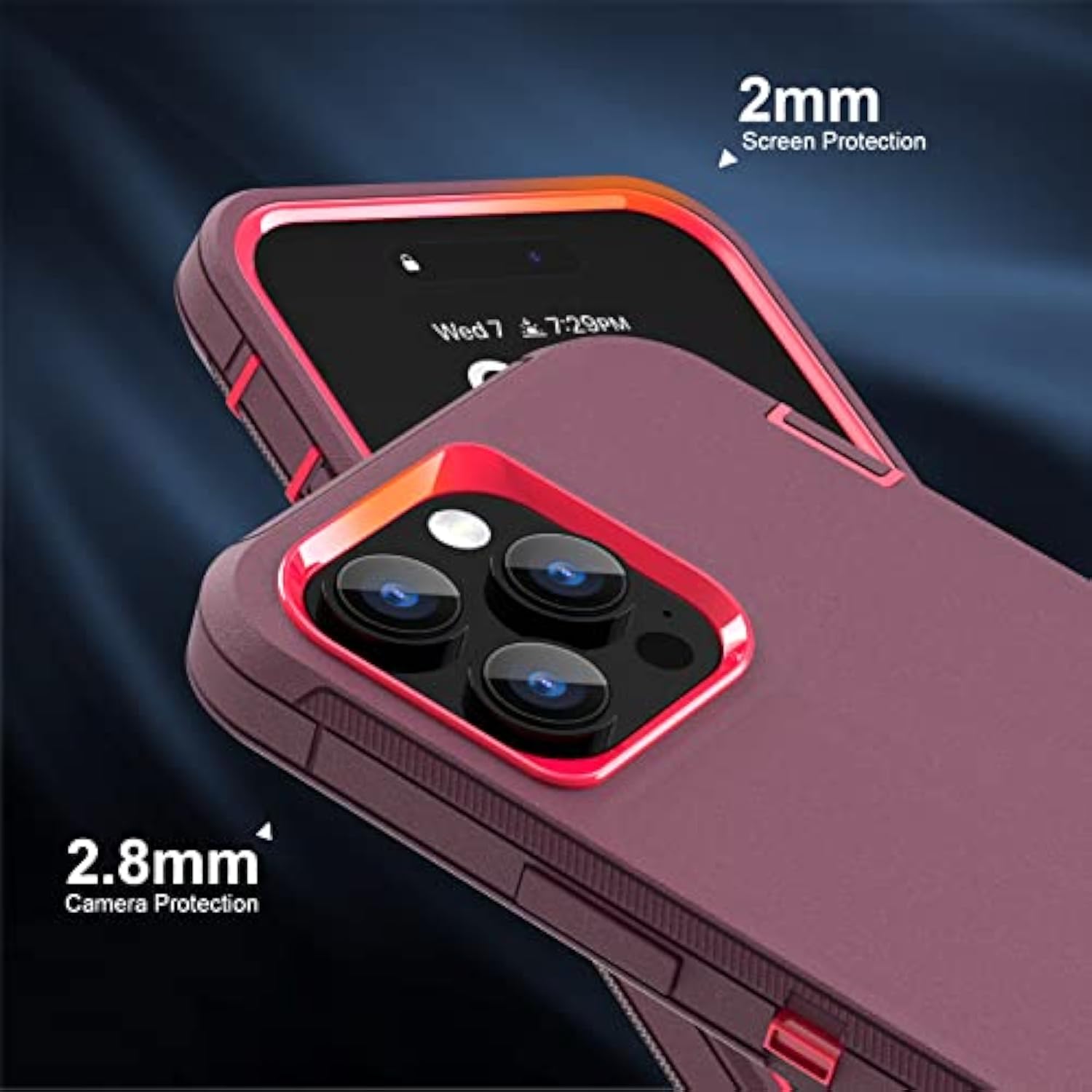 Heavy Duty Shockproof Full Body Protection 3 in 1 Silicone Rubber & Hard PC Rugged Durable Phone Cover for iPhone 14 Pro Max