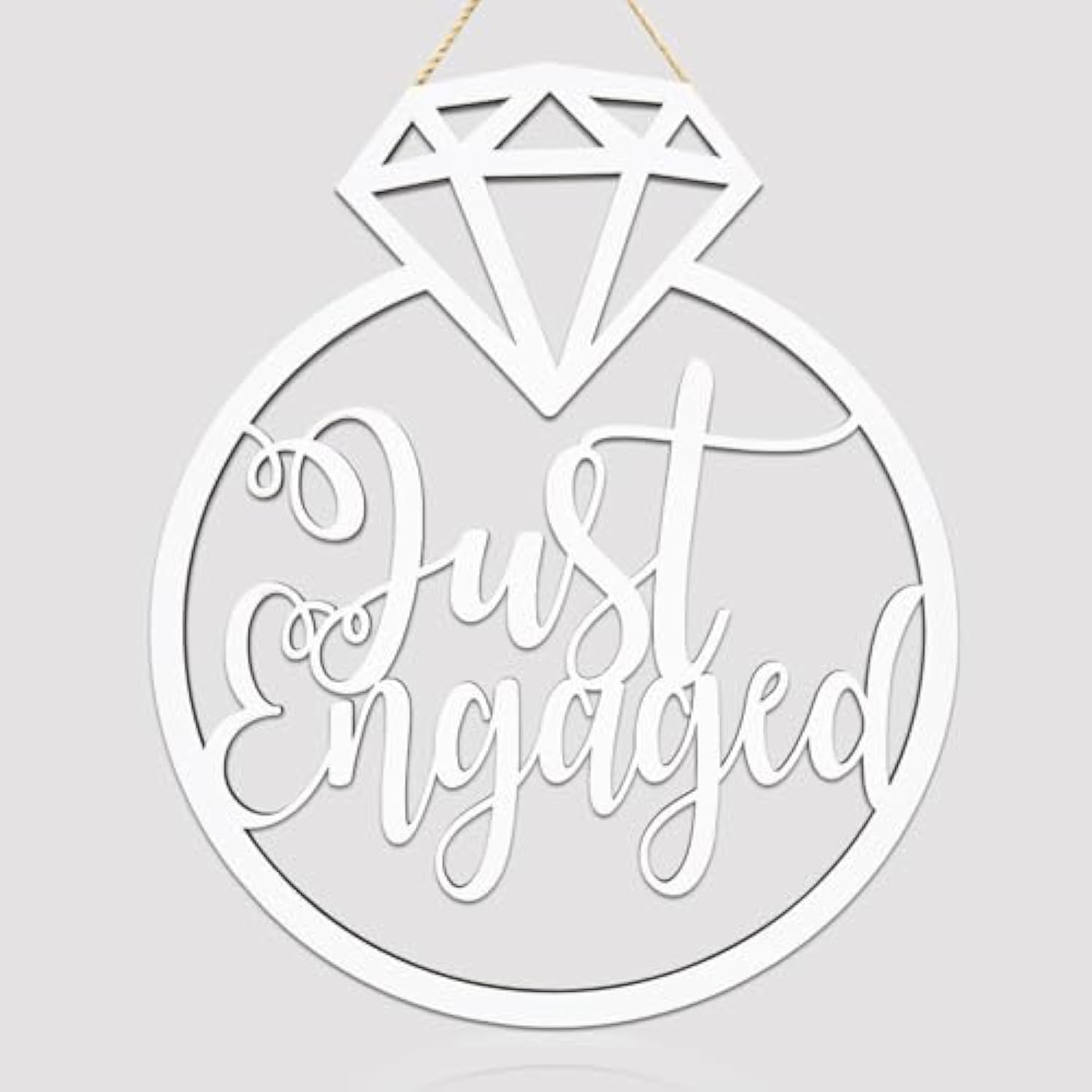 Engagement Party Decorations, Just Engaged Wooden Sign For Engagement Decorations, Diamond Ring Photo Props For Bachelorette Wedding Bridal Shower Party?White?