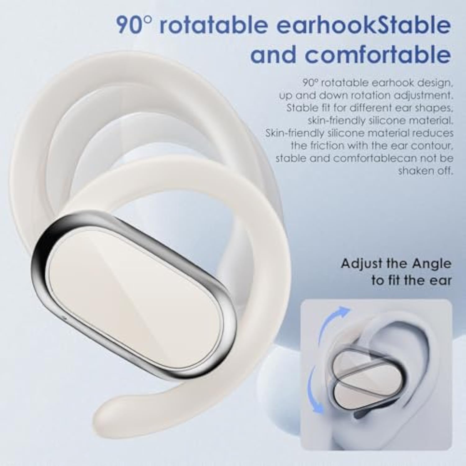Open Ear Headphones,360-Degree Panoramic Sound, Dt4.0 Without Sound Loss,Air Conduction, 48H Range,Led Display,Ipx7 Waterproof, Wireless Earbuds For Meeting, Driving,Traveling