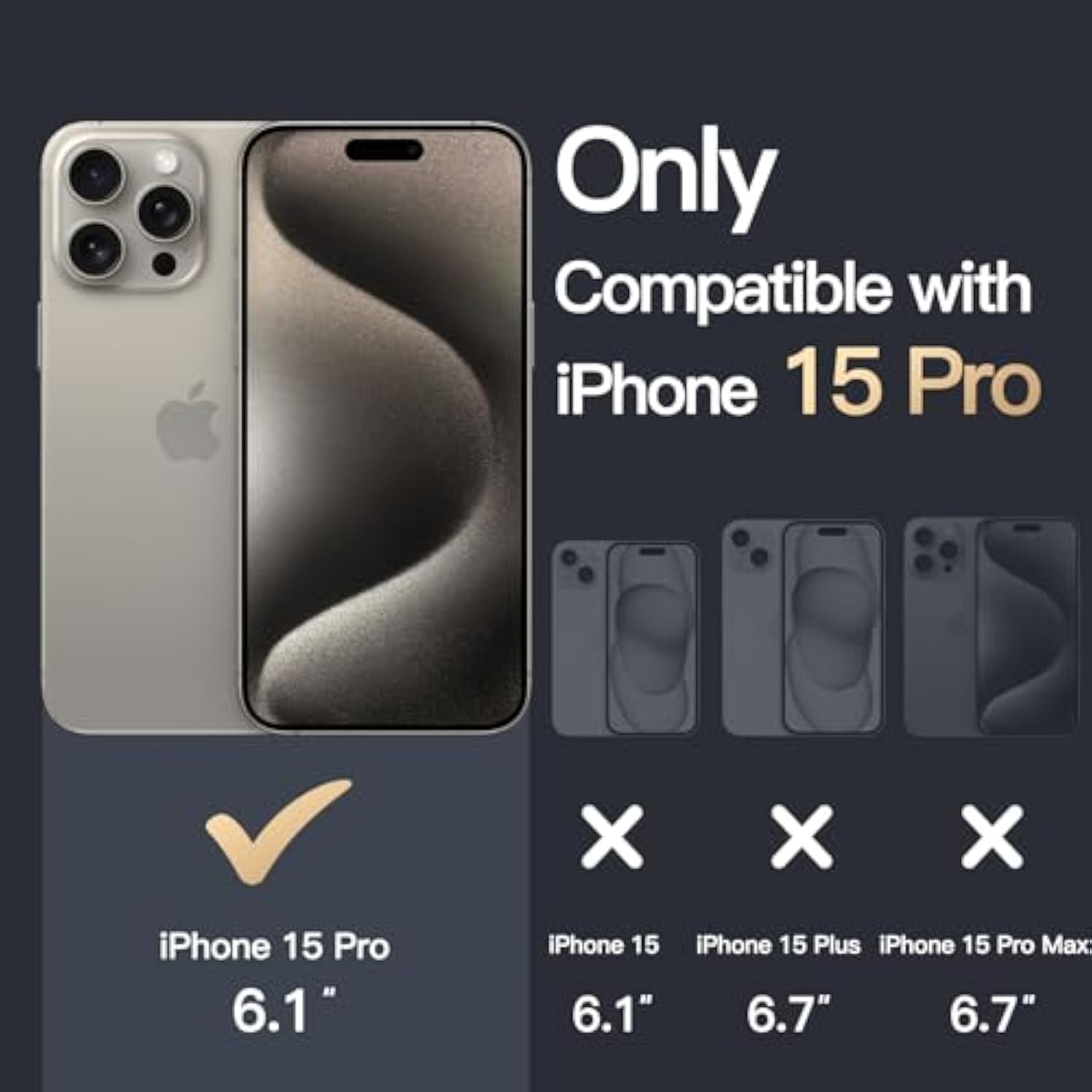 JETech Magnetic Case for iPhone 15 Pro 6.1-Inch Compatible with MagSafe Wireless Charging, Shockproof Phone Bumper Cover, Anti-Scratch Clear Back (Clear)