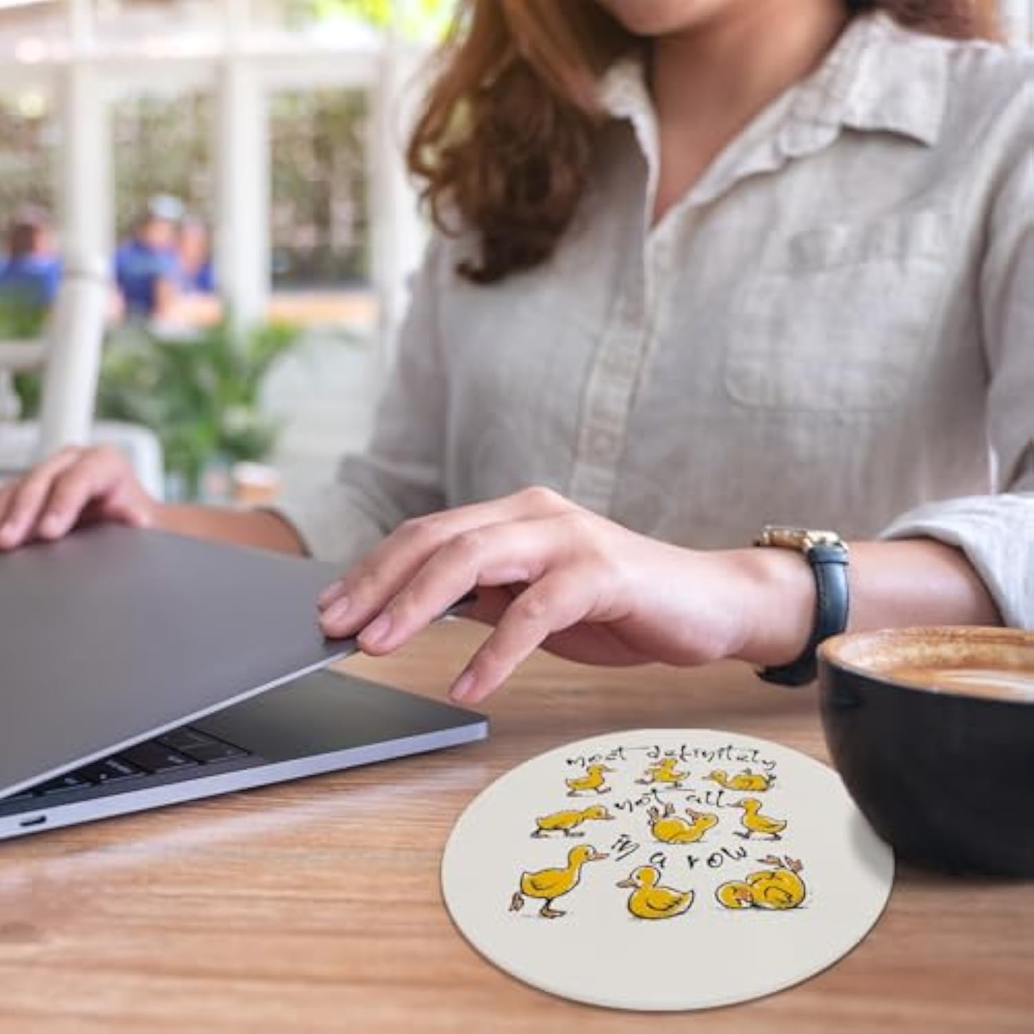 Funny Duck Small Round Kawaii Mouse Pad For Desk, Mouse Pad Cute, Duck Gifts For Duck Lovers Desk Accessories, Office Gifts For Coworkers, Girly Office Decor 8.7X8.7 Inch