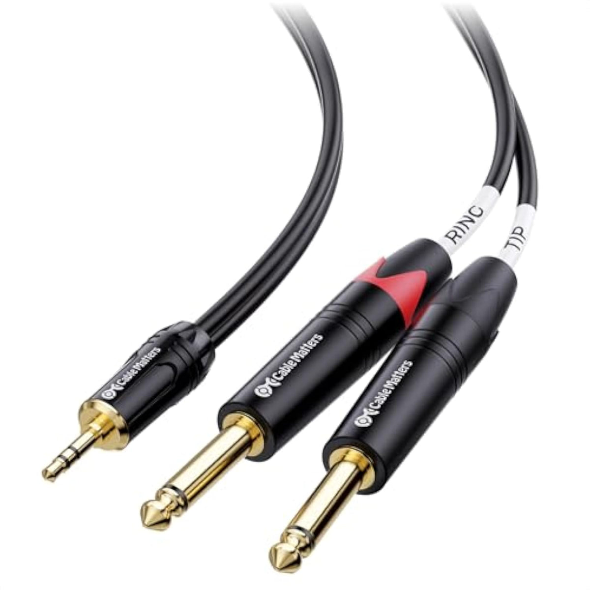 Cable Matters 3.5mm TRS to Dual 6.35mm TS Breakout Cable - 6ft, 1/8 to 1/4 Stereo Cable, 3.5mm to 1/4 Y Splitter Cord