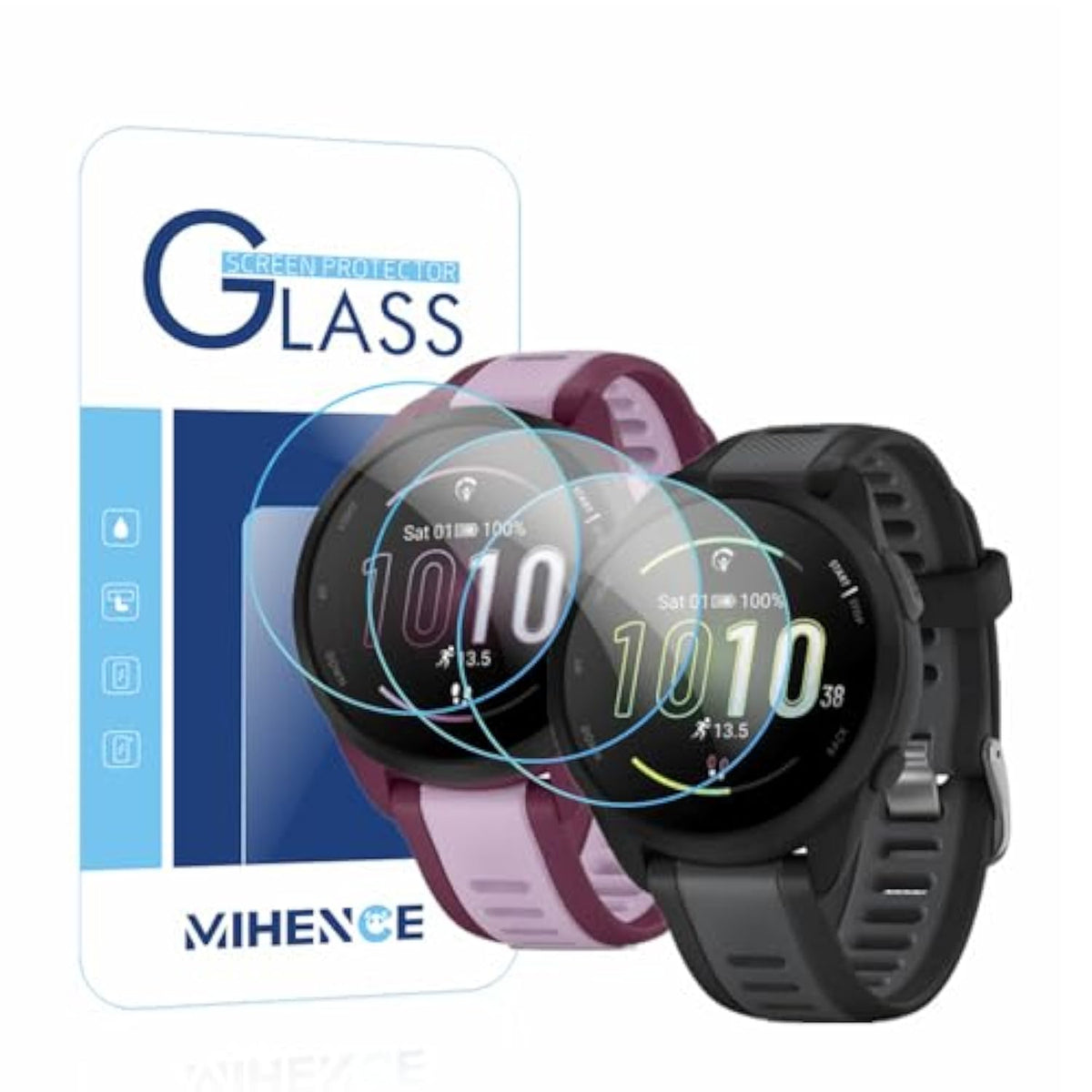 Screen Protector Compatible For Garmin Forerunner 165 Smartwatch,9H Tempered Glass Protective Film Compatible For Forerunner 165 Smartwatch (3Pcs), Transparent