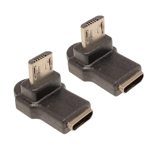 Micro USB 2.0 5Pin Male to Female M to F Extension Connector Adapter Long Plug Connector 90 Degree Right & Left Up Down Angled (UP)