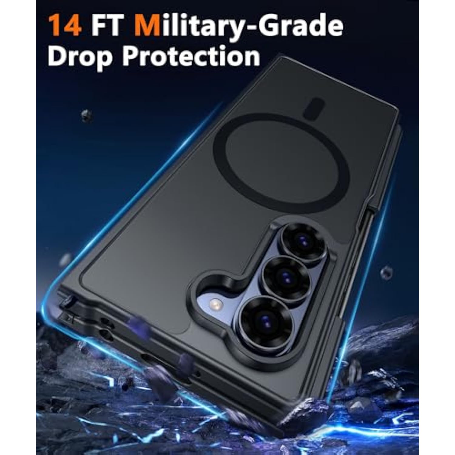 For Samsung Galaxy Z-Fold-6 Case: Strong Magnetic Military Grade Drop Protection Phone Cases With S Pen Holder Slot Matte Slim Built-In Screen Protector Cover Rugged Shockproof Tpu (Black)