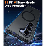 For Samsung Galaxy Z-Fold-6 Case: Strong Magnetic Military Grade Drop Protection Phone Cases With S Pen Holder Slot Matte Slim Built-In Screen Protector Cover Rugged Shockproof Tpu (Black)