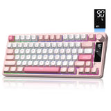 Womier Dk75 75% Wireless Gaming Keyboard, Rgb Backlit Creamy Keyboard With Multifunction Knob & Screen, Tri-Mode 2.4Ghz/Usb-C/Bt5.0, Anti-Ghosting No-Conflict Silent Membrane Keyboard For Mac Windows