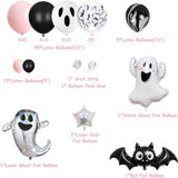 92 Packs Pink Black Halloween Birthday Party Kit Happy Boo Day Banner Cake Topper Ghost Cupcake Toppers Skeleton Bat Mylar Balloons For Pink And Black Halloween Birthday Party Decorations