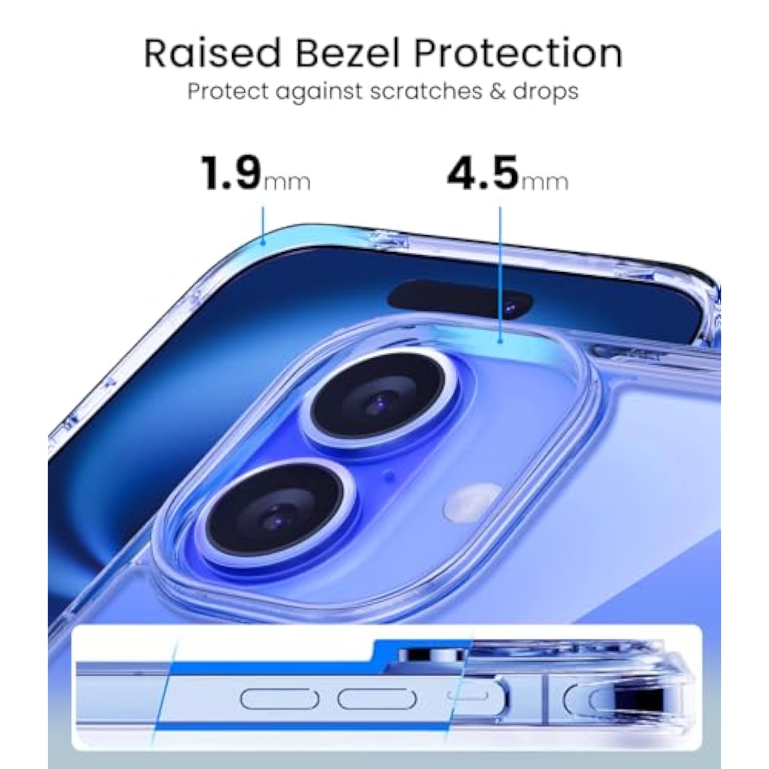 For Iphone 16 Case Clear, [Not Yellowing] [16Ft Military-Grade Drop Protection], Slim Clear Iphone 16 Case For Apple Iphone 16 With Shockproof Bumper 2024