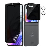 [1 Set] Compatible With Motorola Razr 2024/2025 Privacy Screen Protector, 1 Pack Internal Anti-Spy Film + 1 Pack Outer Privacy Glass Screen Protector + 2 Pcs Metal Camera Lens Protector, Case Friendly