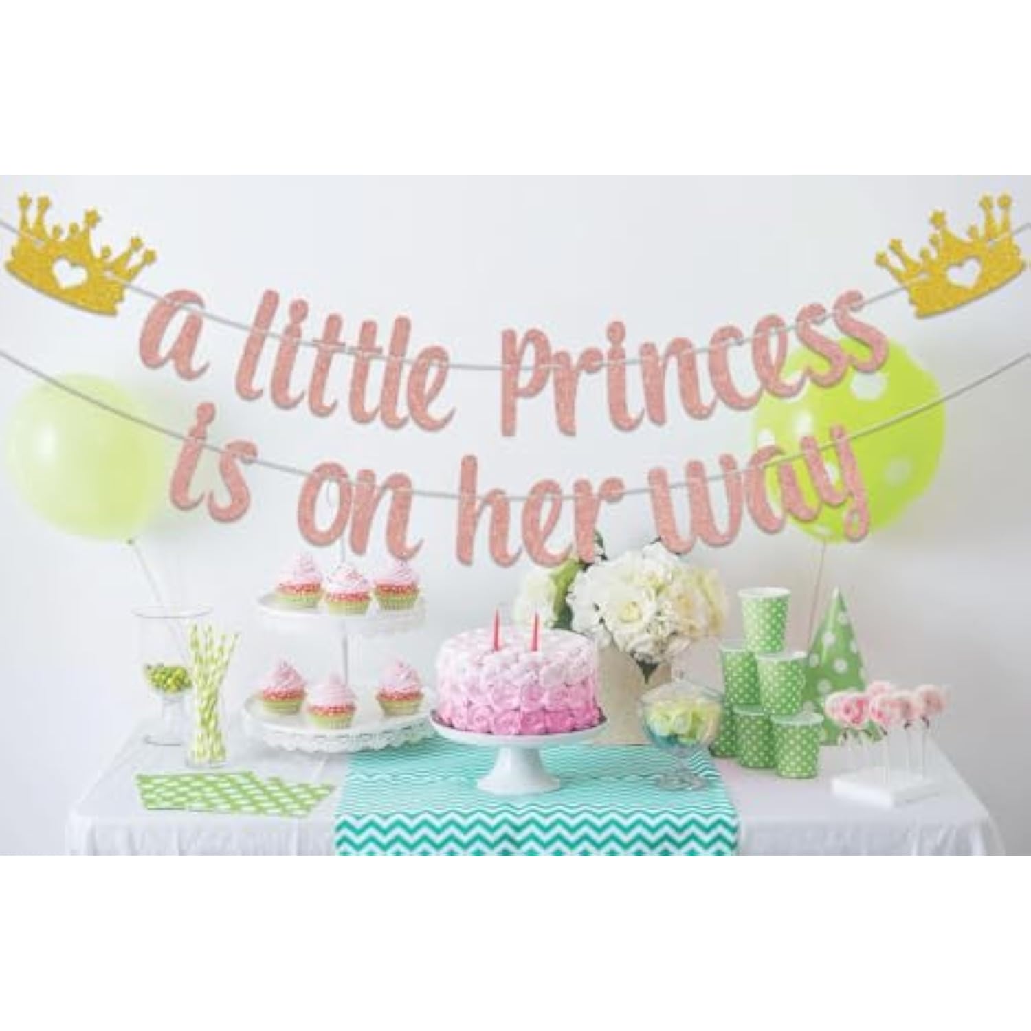 Little Princess Banner Baby Shower Decorations Crown Welcome Baby Supplies