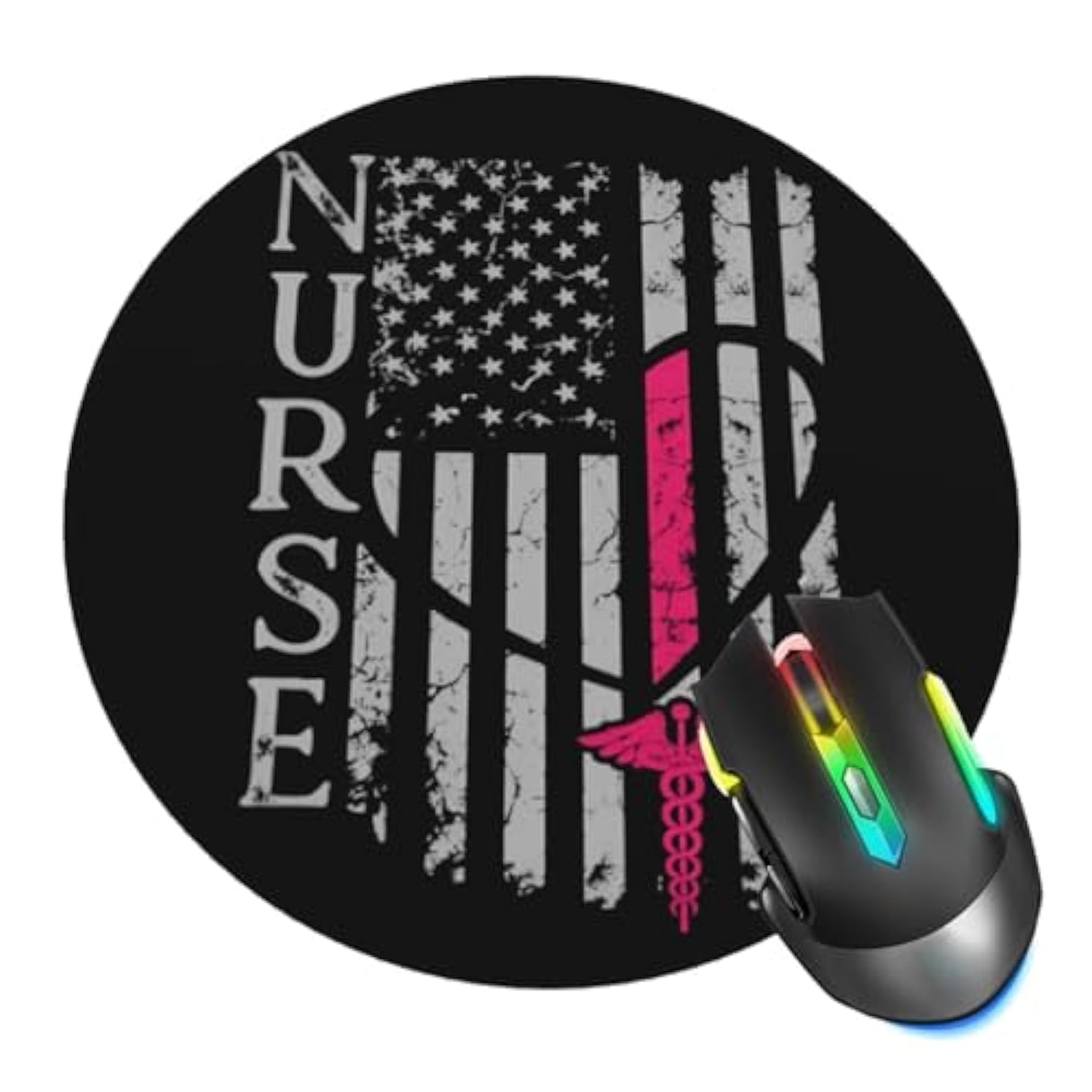 Nurse Flags Mouse Pad,Rn Day Mouse Pads For Desk, Stitched Edge Mousepad With Non-Slip Rubber Base, Gaming Mouse Mat For Computer Laptop Home Office