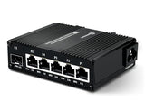 Mini 6 Port Multi-Gigabit Unmanaged Ethernet Switch With 5 X 1.25G Base-T Ports And 1 X 1.25G Sfp Slot Network Switch Compatible With 100/1000Mbps Metal Case Fiber Switch With Power Cord