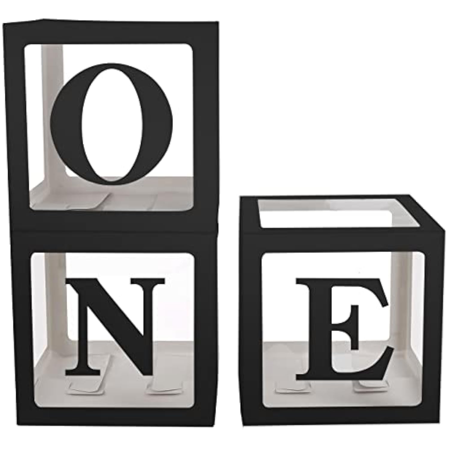 First Birthday Decorations For Girl Or Boy,3 Pcs One Balloon Boxes For 1St Birthday Girl Decoration,Baby Cube Blocks Party Decor With One Letters,Black