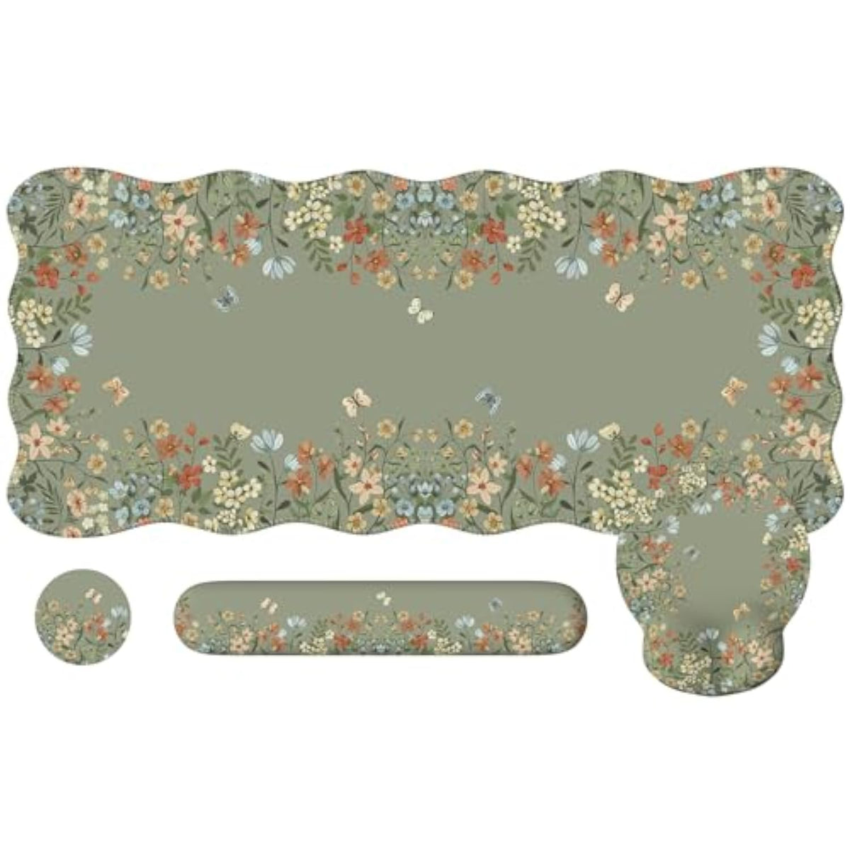 Desk Mat Set, Desk Mat With Wrist Support Stitched Edges, Large Mouse Pad With Wrist Rest, Mouse Pad For Computer Keyboard Home Office Women (Green)