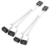 2 Pack Motherboard Usb 2.0 To Dual 9 Pin Extension, Usb Header Splitter For Internal Motherboard (Braided White)