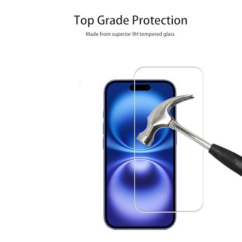 Screen Protector For iPhone 16 Tempered Glass 2-Pack Camera Lens Protector Film 2-Pack With Easy Alignment Tool