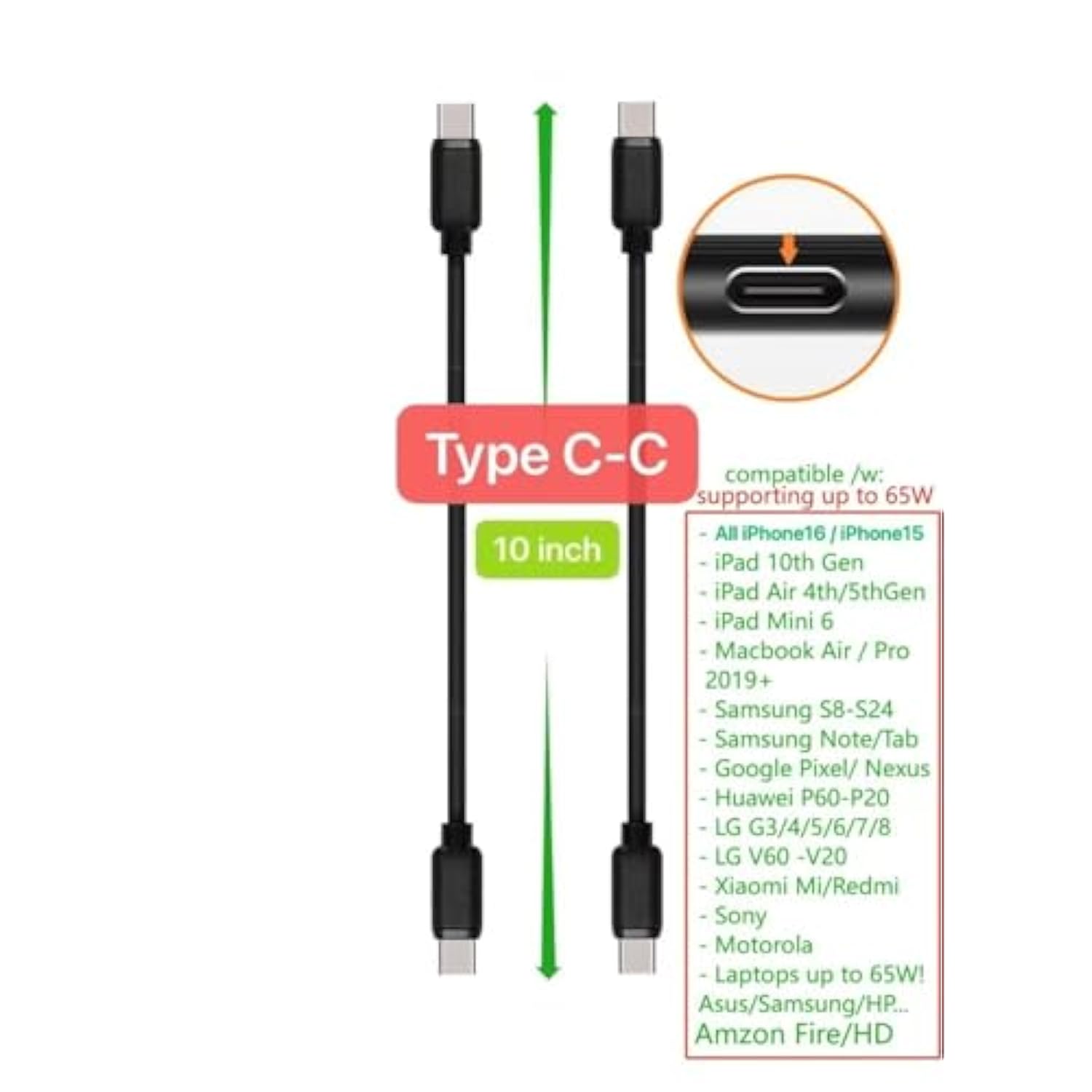 10-Pack Multi Short Usb Cables & Typec-C Cables For Charging Stations Compatib