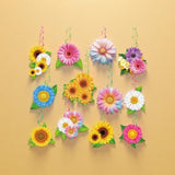Sunflower Spiral Hanging Decor - 12 Pcs Floral Butterfly Swirls For Baby Shower, Mother'S Day, Wedding, Paper+Pvc Whirl Decorations (Cards+Spirals Set)
