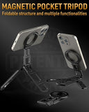 Dual Magnetic Phone Tripod for MagSafe Tripod Foldable Double Magnet Mount Pocket Cell Phone Stand for iPhone 17/16/15 Pro Plus Max Travel Gym