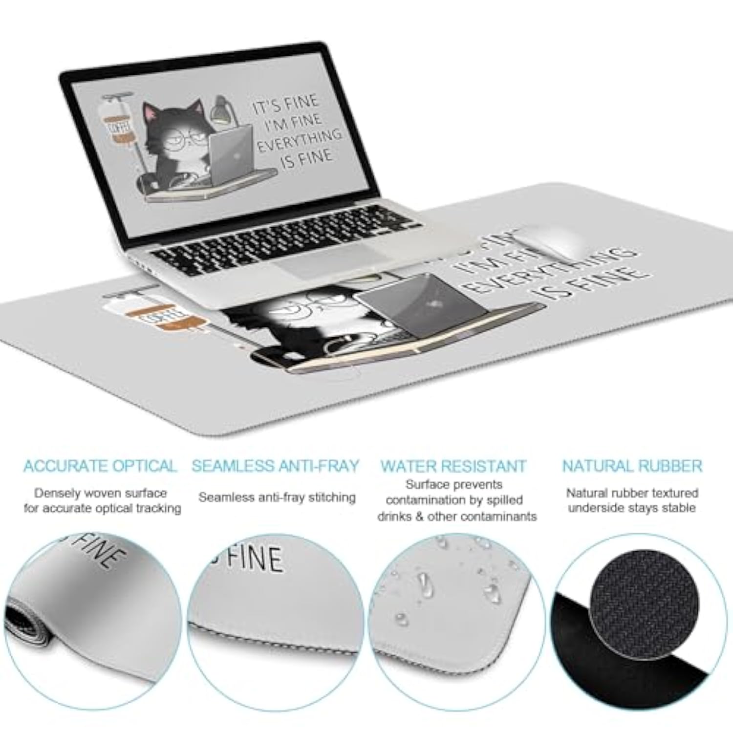 Cat Ergonomic Mouse Pad With Wrist Rest Desk Mat Sets Accessories, Cute Mouse Pads For Desk, Gaming Mouse Pad Wrist Support, Keyboard Mat Wrist Rest Cup Coaster Funny Office Desk Accessories