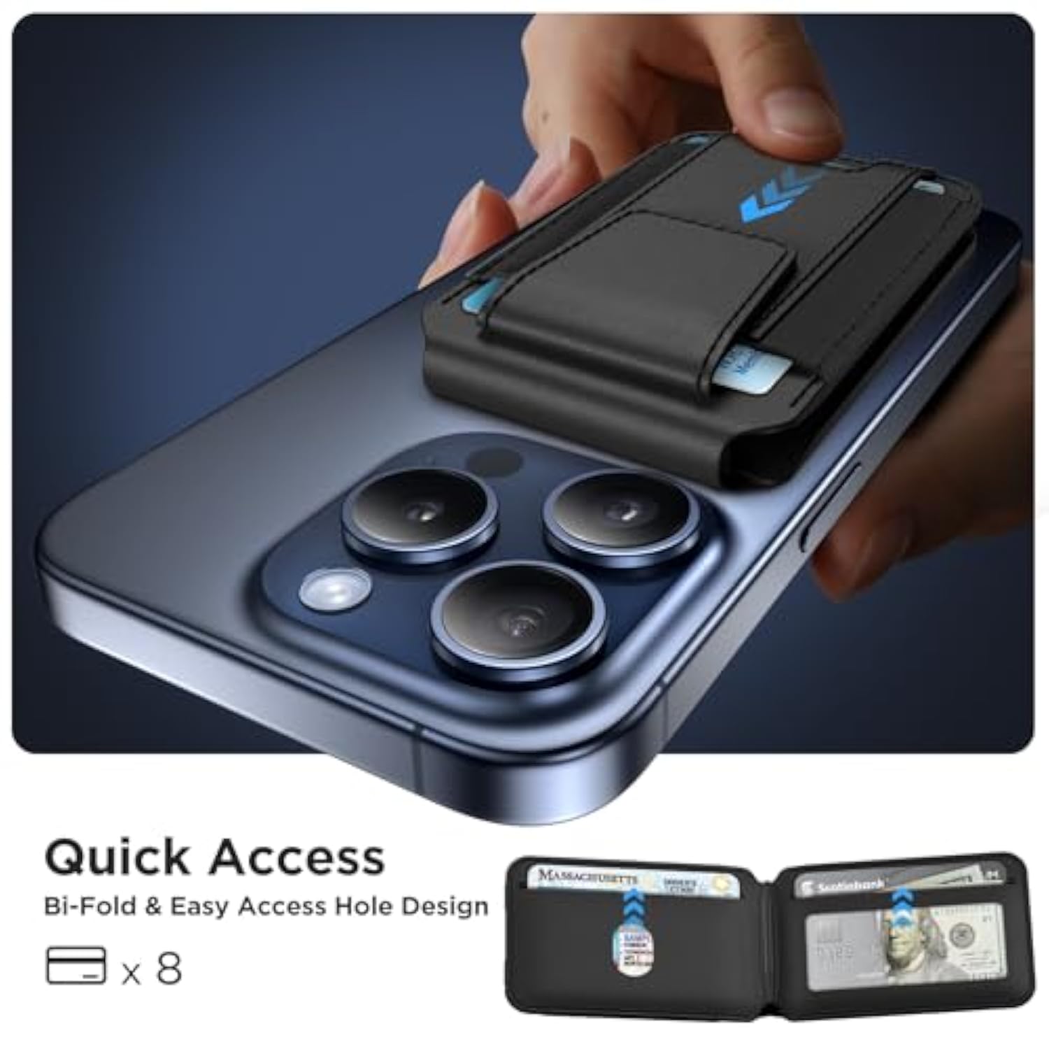 For Magsafe Wallet, Magnetic Card Wallet Holder, Compatible With Magsafe Wallet, 3-Card Holder, For Iphone 15/14/13/12 Series,Black