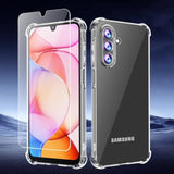 Samsung Galaxy A17 5G Clear Phone Case with Tempered Glass Screen Protector, Soft Flexible TPU Slim Fit Shockproof Phone Cover for Women Men Girls Boys