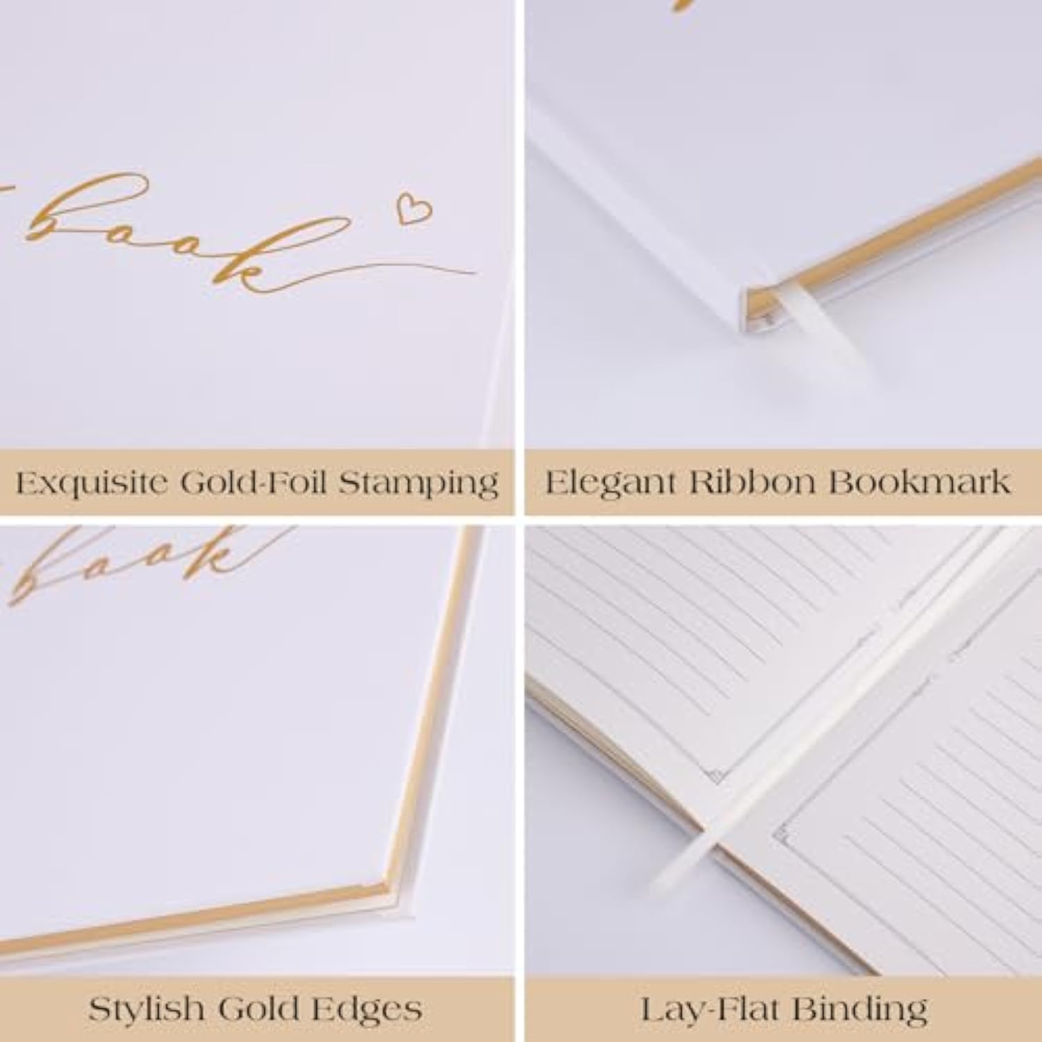Elegant Wedding Guest Book With Gold Foiled Cover And Lined Pages 7”X 9” Wedding Guestbook For Wedding Reception, Birthday, Baby Shower, Bridal Shower And Special Events