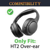 Earpads For Tozo Ht2/Ht 2 Headphones, Ear Pads Cushions With Softer Protein Leather, Noise Isolation Foam - Black