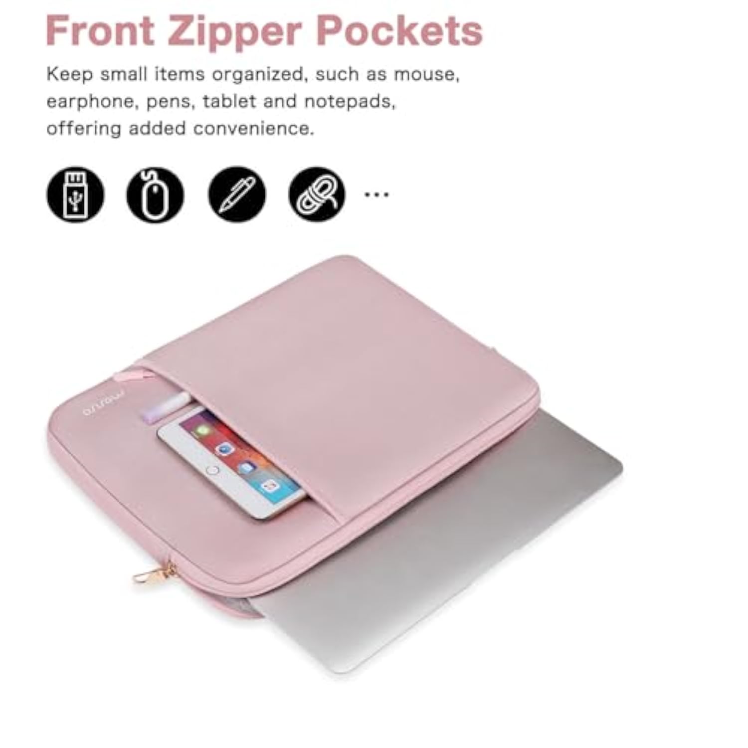 MOSISO 13-14 inch 360 Protective Laptop Sleeve Compatible with MacBook Air/Pro, HP, Dell, Lenovo, Acer, Asus, 13.3 inch Anti-Theft Shockproof Carrying Case Neoprene Vertical Bag with Small Case, Pink