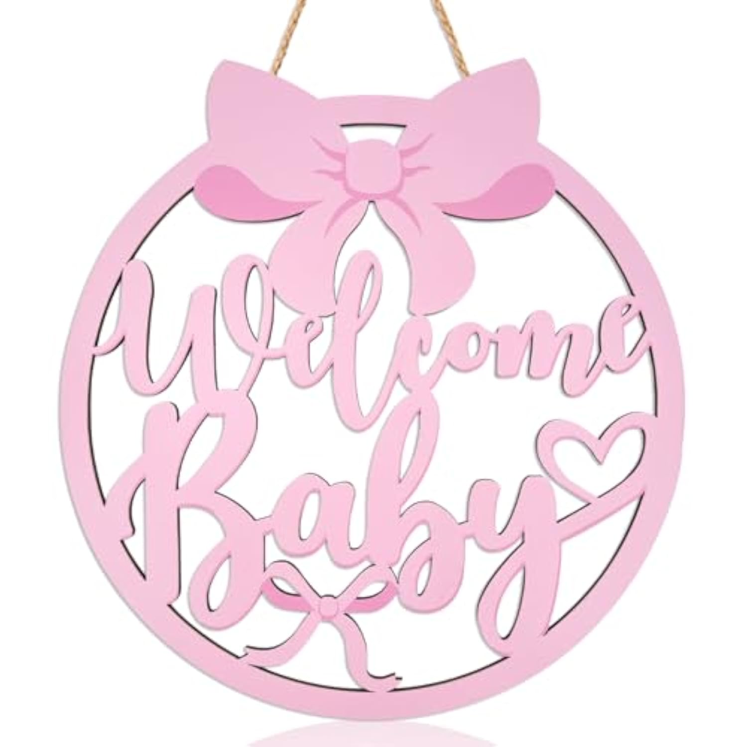 Pink Bow Baby Shower Decorations For Girl Welcome Baby Wooden Sign Coquette Baby Shower Party Decorations Pink Bow Wooden Sign Photobooth Props For Gender Reveal Party Supplies
