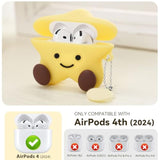AirPods 4 Case 2024, Star Shape Silicone Case in Yellow
