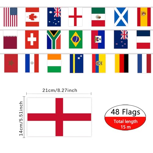 World Soccer Tournament2026 Flags Banner, 48 Team Flags Bunting, Soccer Bunting, GOAL Banner, Soccer Party Decorations for School, Office, Home, Stadium