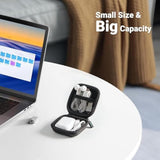 UGREEN Earbud Case, Waterproof Earphone Case Pouch Compatible with AirPods Pro Headphone Case Holder with Stainless Steel Carabiner, for Headphones, Earbuds, SD Memory Card, Camera Chips, Black