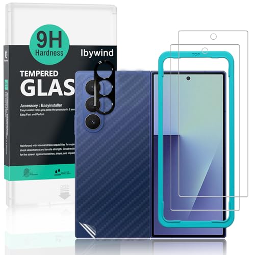 for  Galaxy Z Fold7 5G Screen Protector,2 Pack,9H Hardness Tempered Glass and Camera Lens Protector,with Alignment Frame,Full Coverage,Bubble