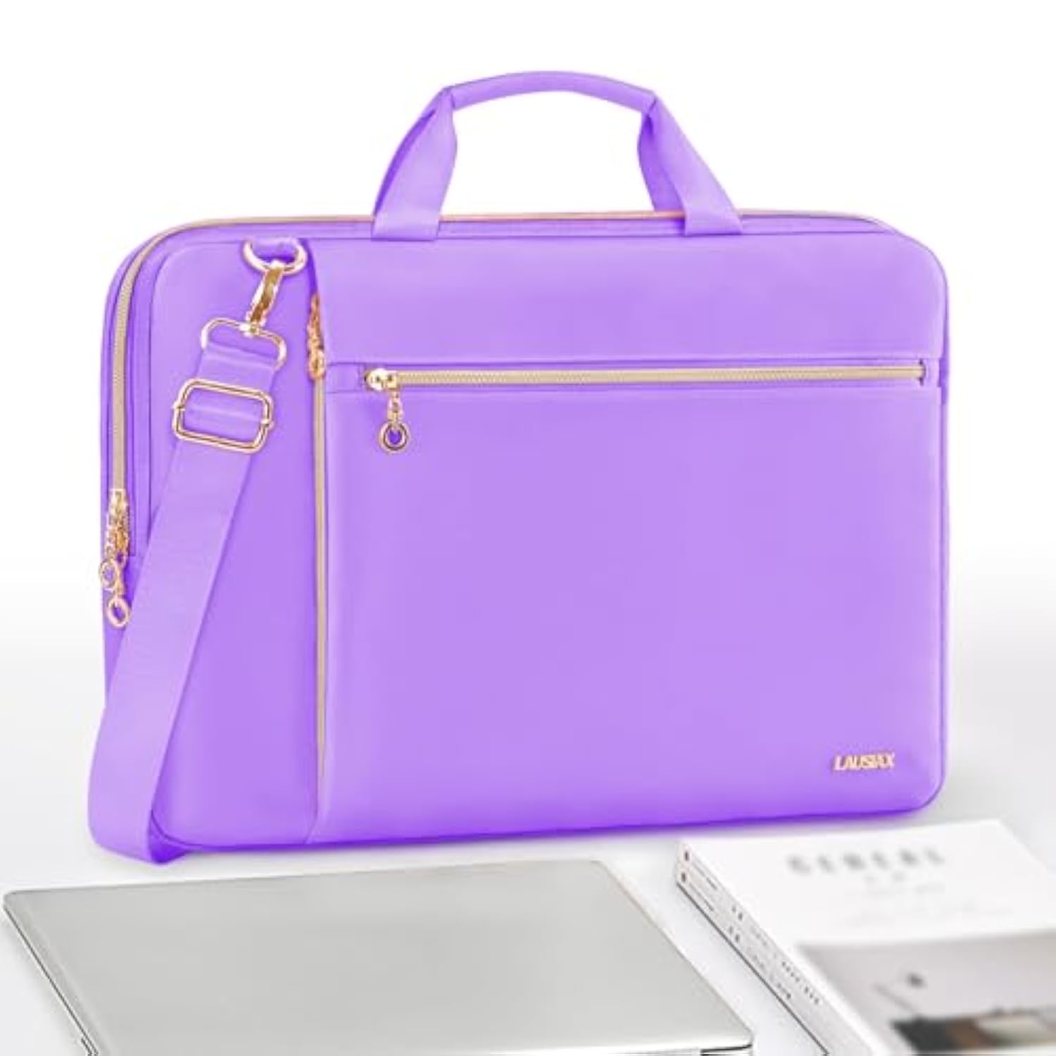 Laptop Case Bag Women Men Computer Sleeve Compatible With Macbook/Dell/Hp/Acer/Asus/Lg, Waterproof Shoulder Carrying Briefcase, Purple, 15.6-16 Inch