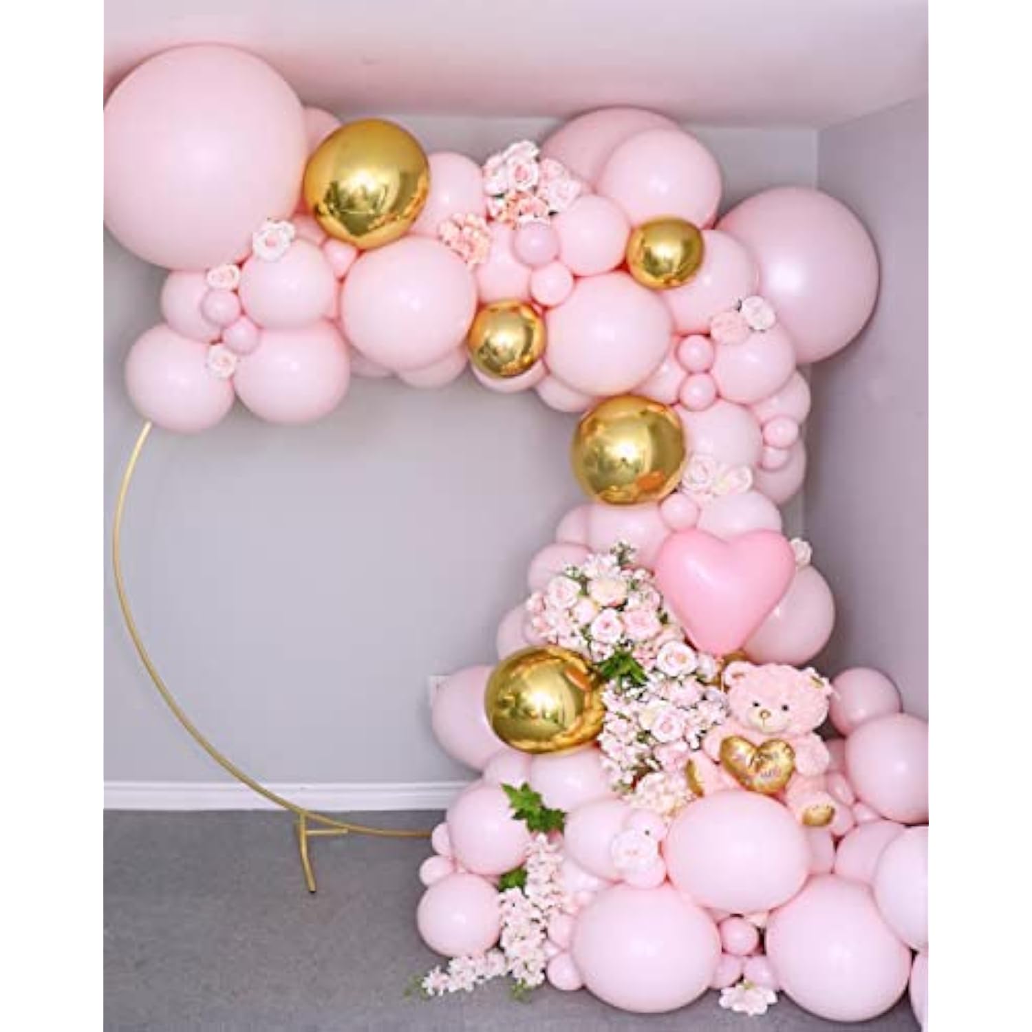 140pcs Pastel Pink Balloon Garland Kit with Various Sizes for Baby Shower & Birthday Decor