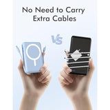 For Magnetic Battery Pack, 10000Mah Battery Pack Built-In Double Usb C Cables 22.5W Pd Fast Charging Led Display Magnetic Portable Charger For Iphone 16/15/14/13/12 Series-Sierra Blue