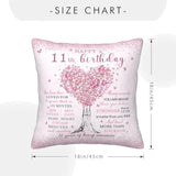 11 Year Old Girl Birthday Gifts Pillow Cover 18X18 Inch - Birthday Gifts For 11 Year Old Girl Pillowcase - 11Th Birthday Decorations For Girls Pillow Cover