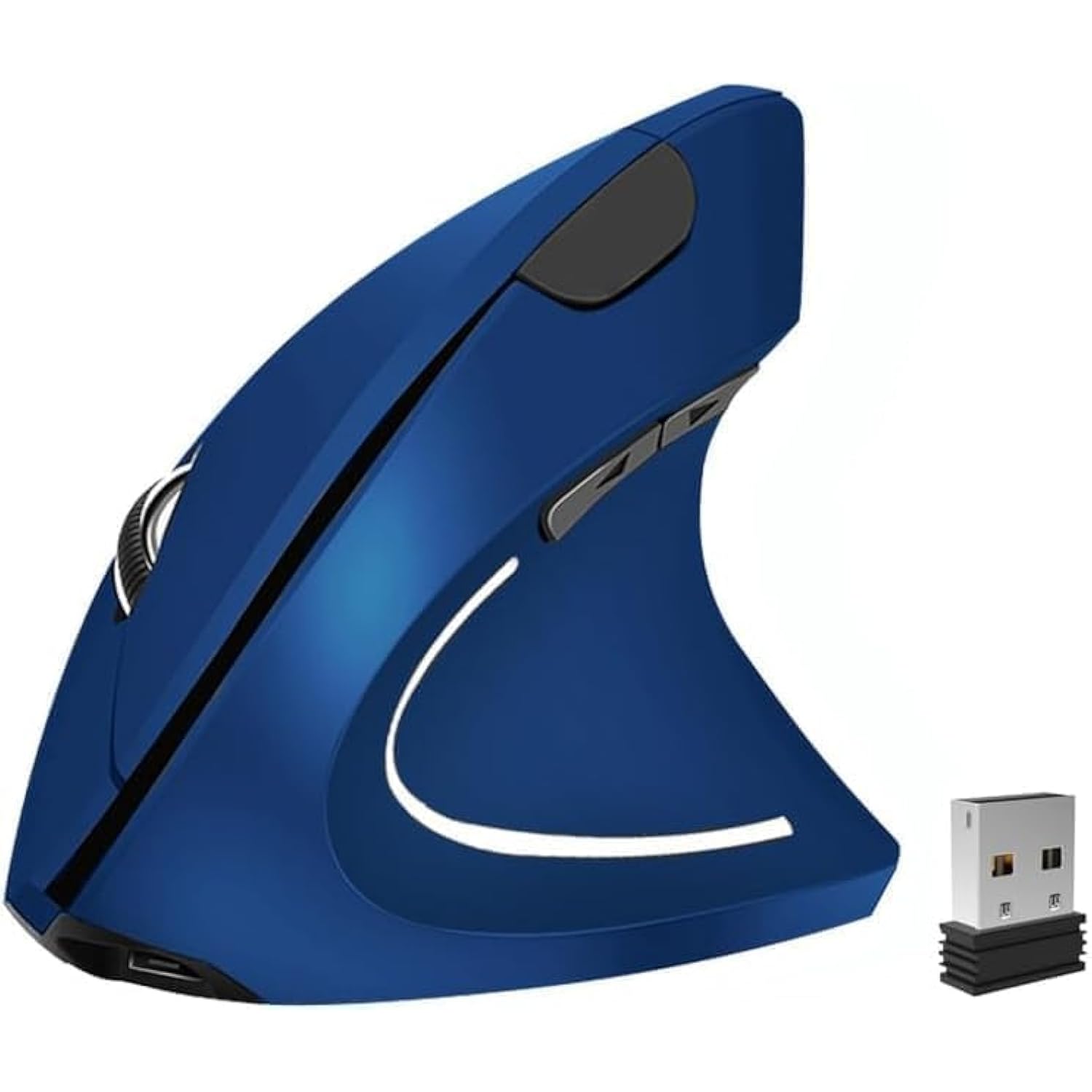 Ergonomic Mouse Wireless, Rechargeable Mouse Silent For Carpal Tunnel Right Hand, 2.4Ghz Usb Vertical Mouse Wireless For Laptop Etc, 3 Adjustable 800/1200/1600 Dpi, Blue