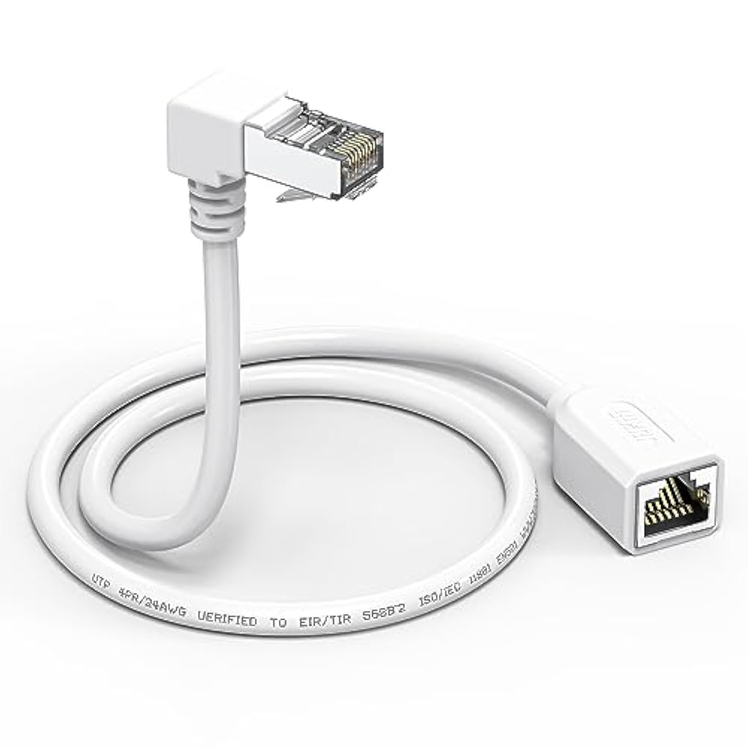 Right Angle Ethernet Extension Cable Upangle 1.5Ft-White, 90 Degree Cat6 Ether