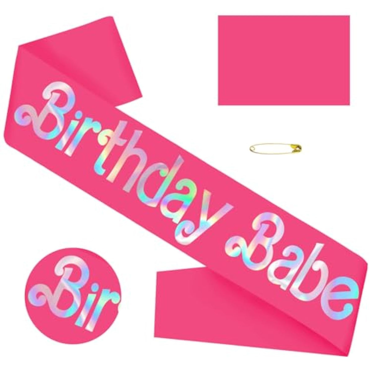 Birthday Babe Sash With Iridescent Foil, Hot Pink Birthday Sash For Girls, Birthday Gift For Women, Happy Birthday Sash For Official Teenager Sweet 16, 21St 30Th 40Th 50Th Or Any Other Bday Party